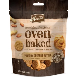 Merrick Treats Oven Baked Paw'some Peanut Butter with Real Peanut Butter Baked Dog Treats - 11 oz