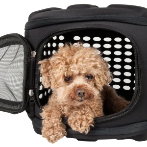 Pet Life ® 'Circular Shelled' Perforated Lightweight Collapsible Military Grade Travel Pet Dog Carrier