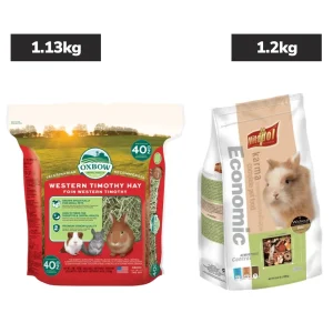 Oxbow Western Timothy Hay and Vitapol Economic Food for Rabbits, Hamsters and Guinea Pigs Combo