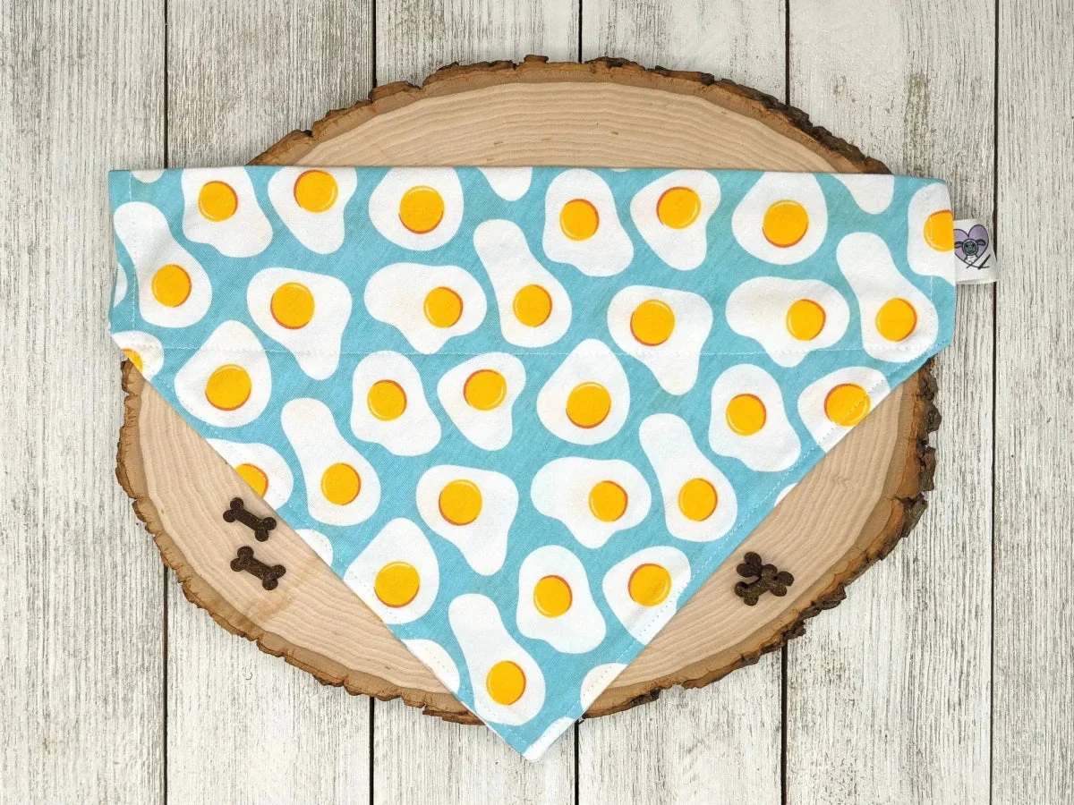 Sunny Side Up Eggs No-Tie Dog Collar Bandana - Handmade Slide-On, LambMa - Image 2