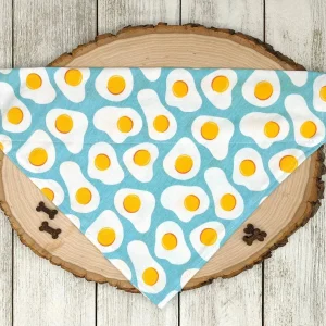 Sunny Side Up Eggs No-Tie Dog Collar Bandana - Handmade Slide-On, LambMa