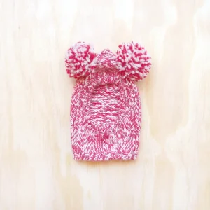 Pom Pom Sweater Hood - Marled Cherry Pink