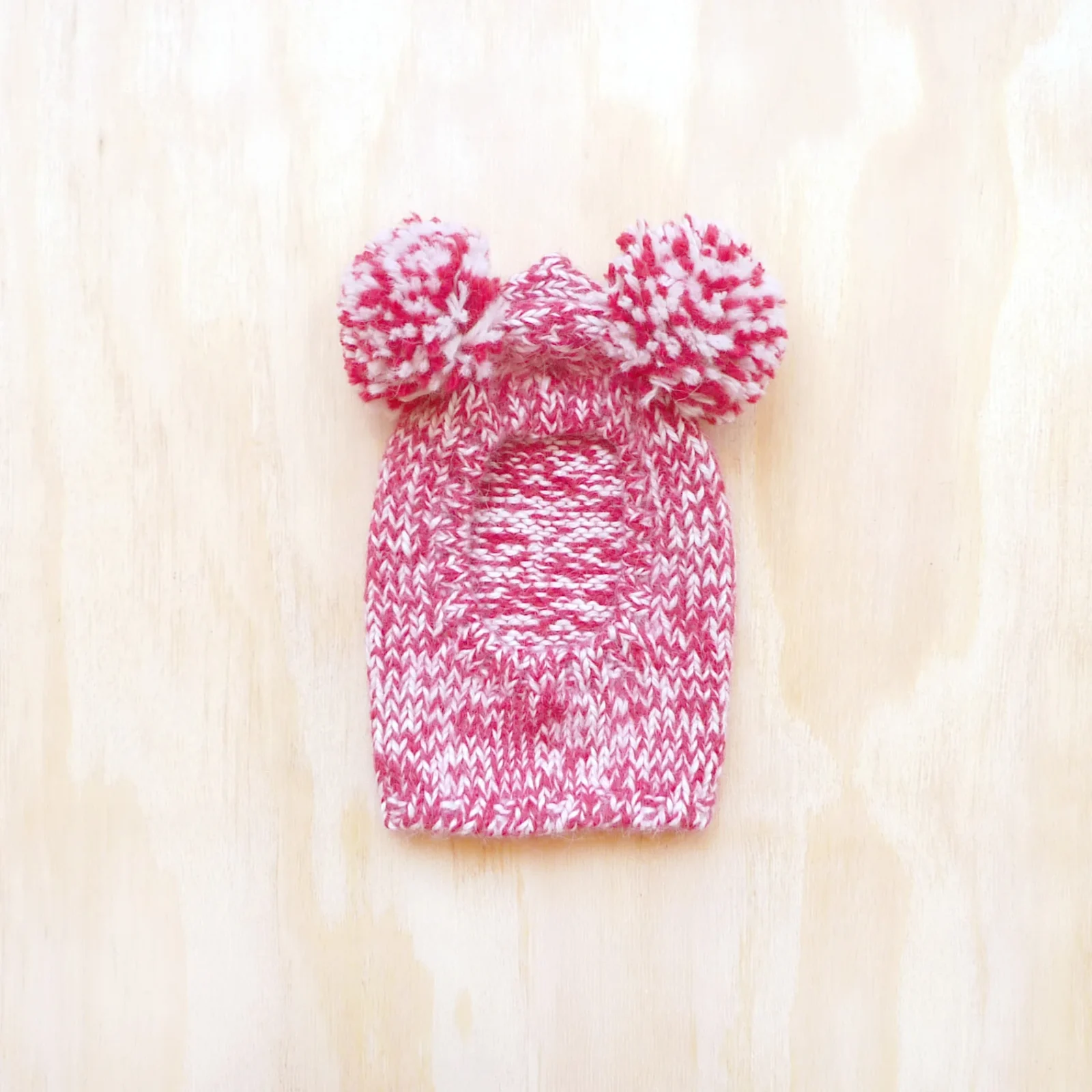 Pom Pom Sweater Hood - Marled Cherry Pink