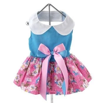 Pink and Blue Plumeria Floral Dog Dress - Image 2