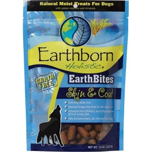 Earthborn Dog Treats Earthbites Skin and Coat - 7.5 Oz - Case of 8
