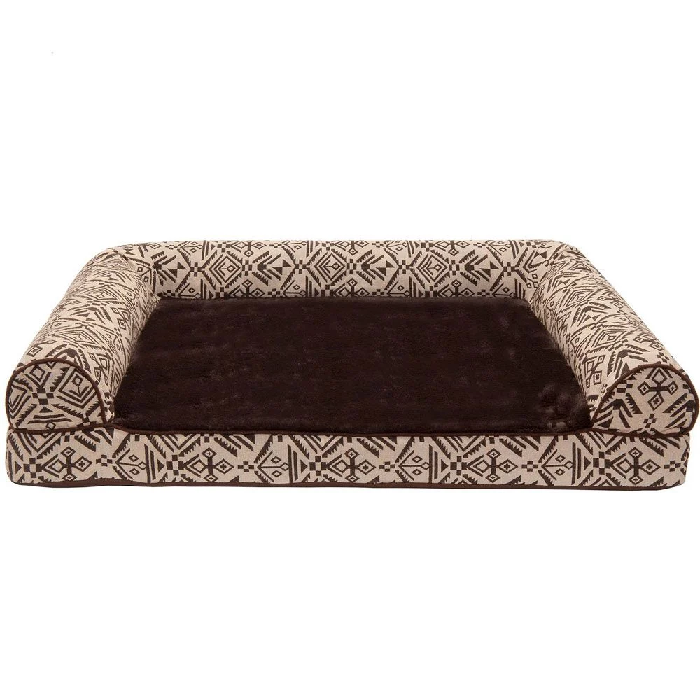 FurHaven Southwest Kilim Memory Top Sofa Pet Bed - Desert Brown (Medium)