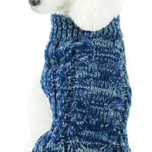 Pet Life ® Classical 'True Blue' Heavy Cable Knitted Ribbed Fashion Dog Sweater