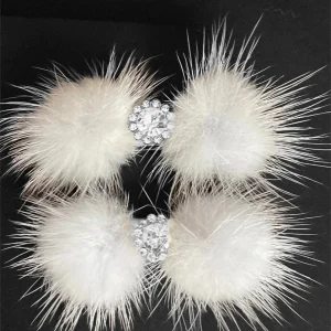 Snowflake Pom Pom Hair Barrettes - Dog Hair Clips by Bark Fifth Avenue