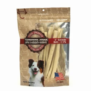 Natural Rawhide, 8 in, 12-Count