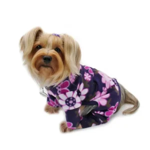 Klippo Midnight Garden Fleece Dog Turtleneck Pajamas with Pocket & D-Ring
