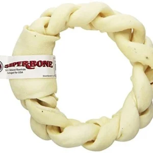Lennox Super Bone Rawhide Braided Donut Natural Dog Chews