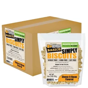 K9 Granola Simply Biscuits BULK Cheese & Bacon - Medium Crunchy Dog Treats - 12lb