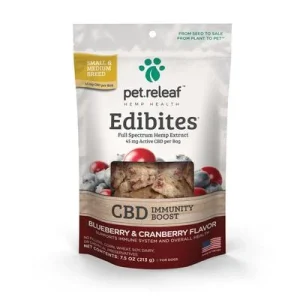 Pet Releaf Edibites Trial Size Blueberry/Cranberry Immunity Boost Hardchew Dog Treats - 2.5 oz Bag