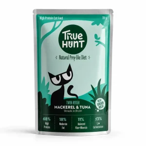 TrueHunt Mackerel & Tuna Shreds in Broth Healthy Real Meat Cat Wet Food