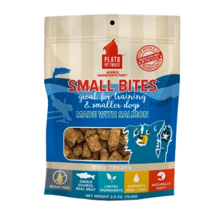Plato Pet Treats Small Bites Salmon Crunchy Dog Treats - 2.5 oz Bag