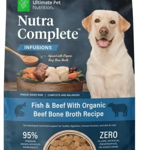 Ultimate Pet Nutrition Nutra Complete Infusions Fish and Beef with Organic Beef Bone Broth Freeze-Dried Raw Dog Food