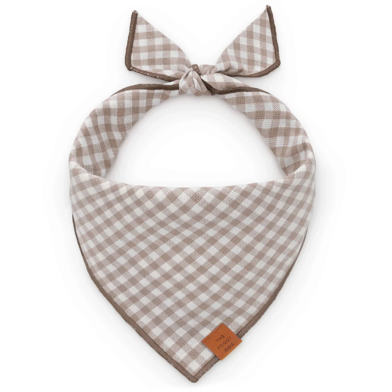 Mushroom Brown Gingham Dog Bandana - Image 2
