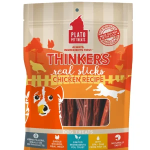 Plato Pet Treats Thinkers Chicken Sticks Natural Dog Chews - 10 oz Bag