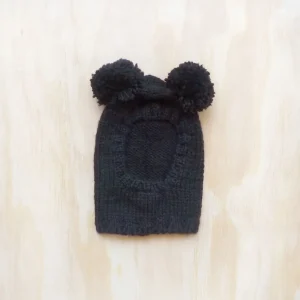 Pom Pom Sweater Hood - Black