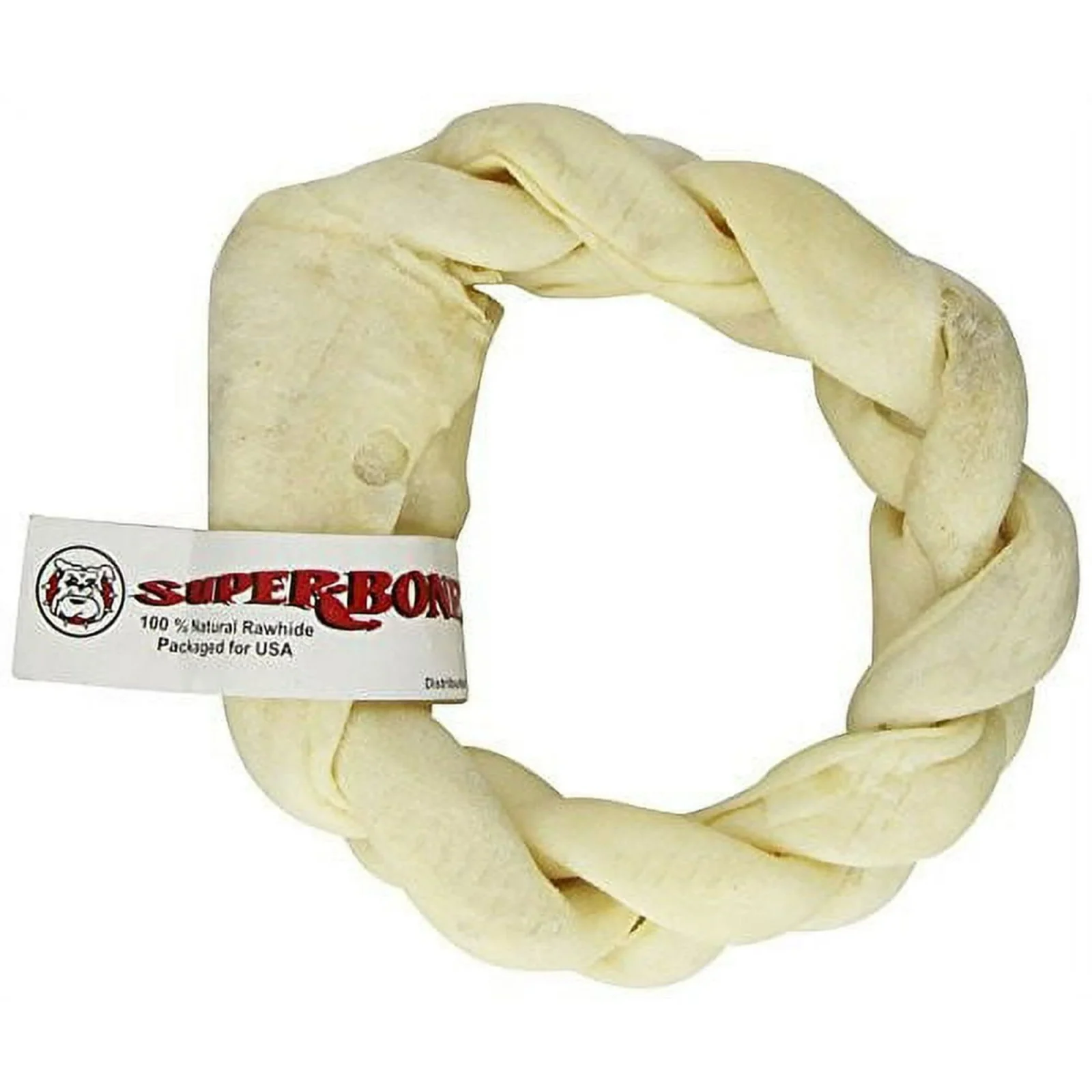 Lennox Super Bone Rawhide Braided Donut Natural Dog Chews - Image 2