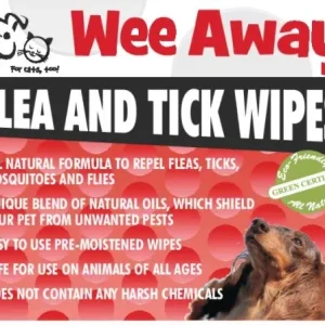 Wee Away Flea and Tick Wipes - Mini Size Cat and Dog Wipes - 10 wipes per pack - 10 packs