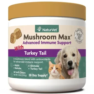 Naturvet Mushroom Max Advanced Immune Support Cat and Dog Vitamins - 60 ct Jar