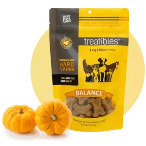 Treatibles Full Size Large Pumpkin Hard Chews 4mg (45 ct) Hard Chew Dog Supplements - 8 oz Bag