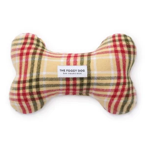 Eggnog Plaid Flannel Dog Squeaky Toy
