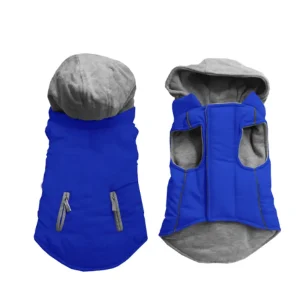 Bark Fifth Avenue Reversible Hooded Dog Coat with Zip-Off Hood
