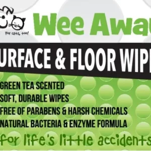 Wee Away Floor and Surface Wipes - Mini Size Cat and Dog Wipes - 10 wipes per pack - 10 packs