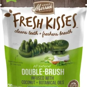 Merrick Fresh Kisses Coconut Oil and Botanicals Extra Small Brush Dog Dental Chews - 20 Count - 6 Oz