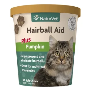 Naturvet Hairball Plus Pumpkin Cat Chewy Supplements - 100 ct Cup