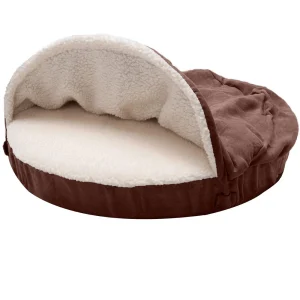 FurHaven Faux Sheepskin Snuggery Gel Top Foam Pet Bed - Espresso (18")