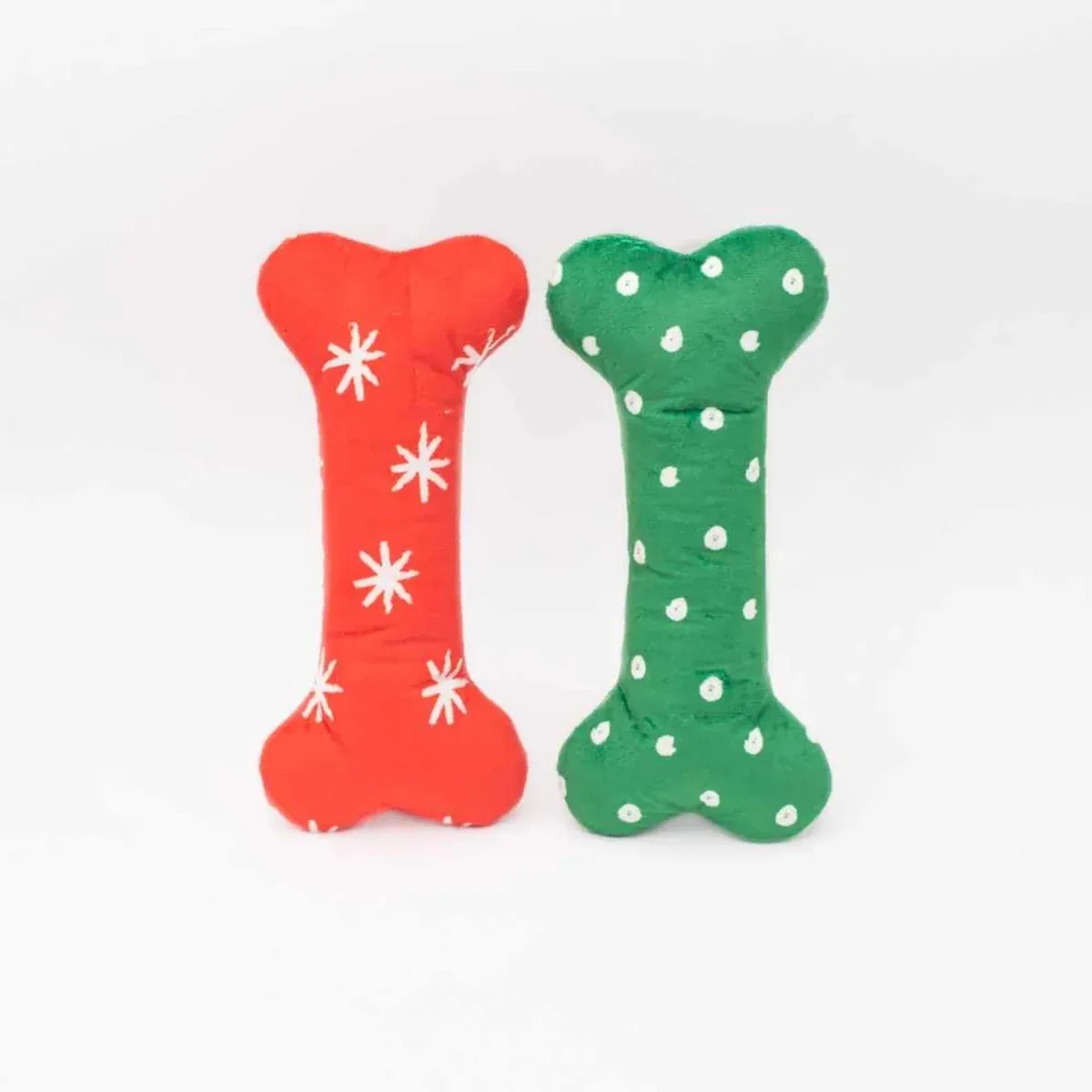ZippyPaws Holiday Patterned Bones Plush Dog Toy Large, 2-Count - Image 2