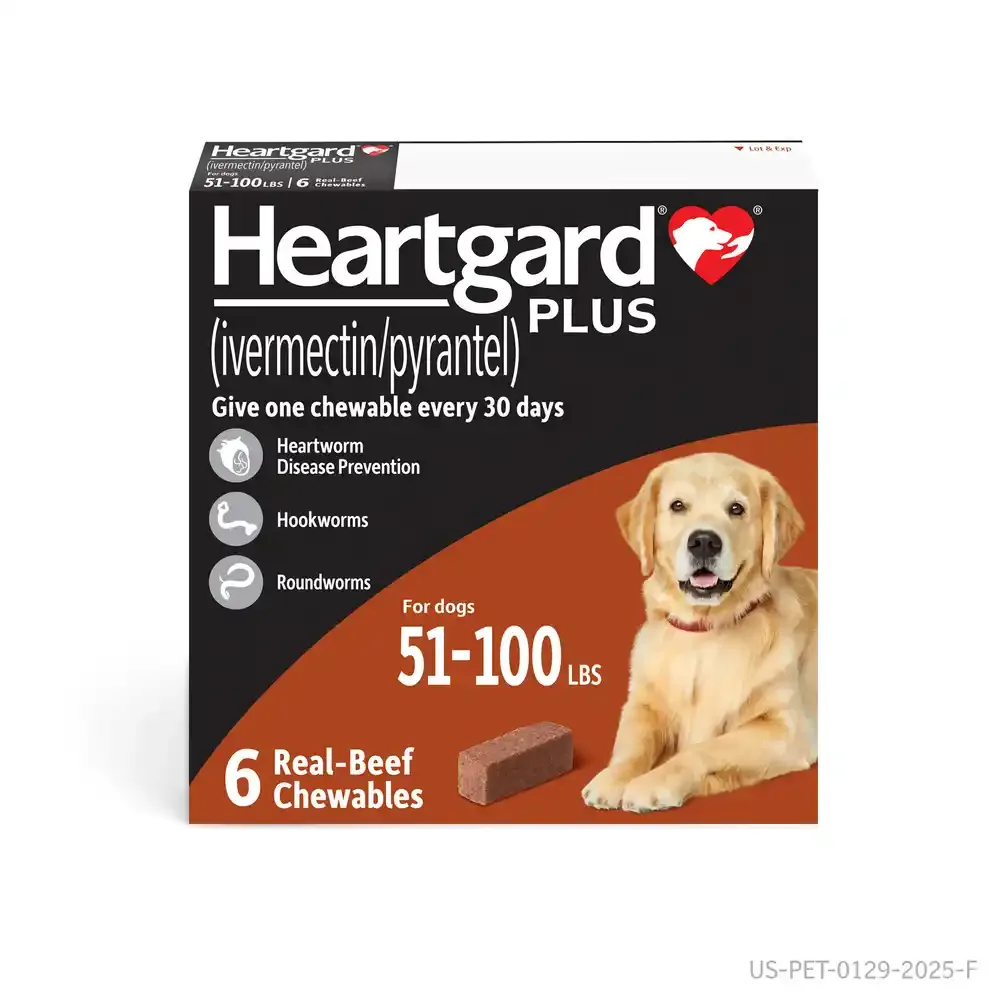 Heartgard Plus Chewables for Dogs 51-100 lbs - 6 Pack