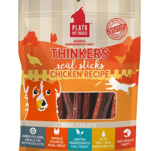 Plato Pet Treats Thinkers Chicken Sticks Natural Dog Chews - 18 oz Bag