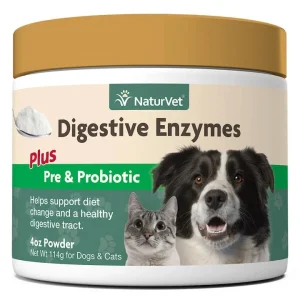 Naturvet Digestive Enzymes Dog and Cat Supplements - 4 oz Jar