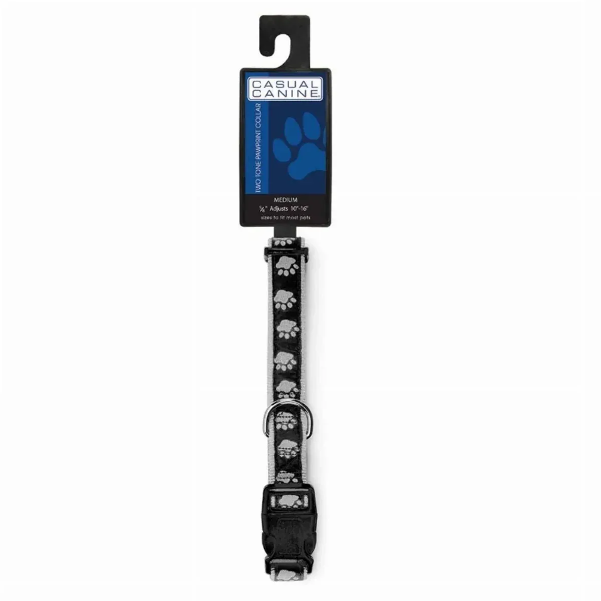CC TwoTone Pawprint Dog Collar 10-16 in Black - Image 2