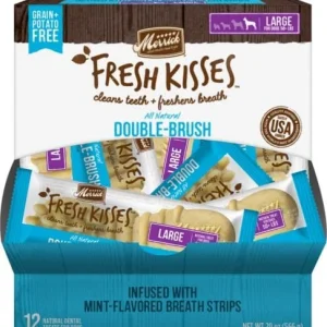 Merrick Fresh Kisses Mint Breath Strips Large Brush Dog Dental Chews - 12 Count