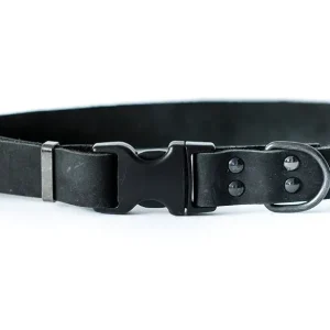 Black Sport Quick-Release Leather Collar