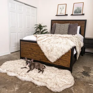 PupRug® Orthopedic Runner Bed + Matching Waterproof Blanket Bundle - White with Brown Accents