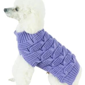 Pet Life ® Butterfly Stitched Heavy Cable Knitted Fashion Turtle Neck Dog Sweater