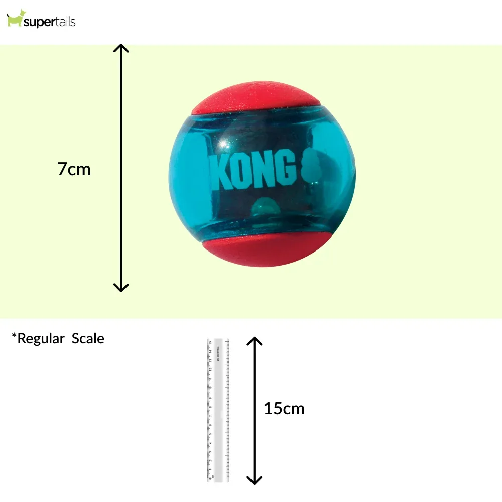 Kong Squeezz Action Ball Toy for Dogs (Red & Blue) (Pack of 3) - Image 2