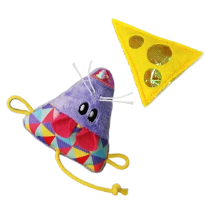 Kong Crackles & Cheez Mouse Toy for Cats (Purple & Yellow)