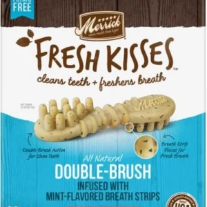 Merrick Fresh Kisses Mint Breath Strips Small Brush Dog Dental Chews - Value Box - 36 Count