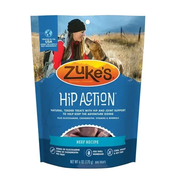 Zuke's Hip and Joint Support Beef Recipe Senior Adult Soft and Chewy Dog Treats