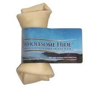 Wholesome Hide Howlin' Goodies Beef Hide Flat Knot Bones 4" - 5" Bone Crunchy Dog Treats -