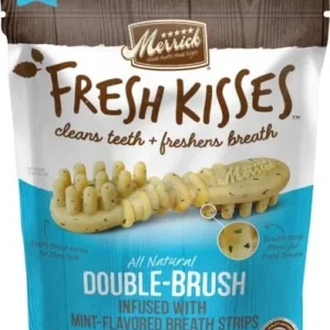 Merrick Fresh Kisses Mint Breath Strips Large Brush Dog Dental Chews - 7 Count - 11.5 Oz