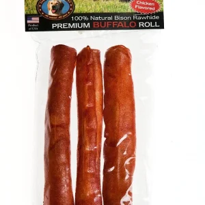 Tasman's Natural Pet Bison Rawhide Bisonhide Chicken Medium Roll Dog Natural Chews - 3 Pack