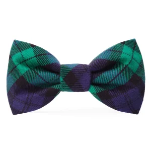 Black Watch Plaid Flannel Dog Bow Tie